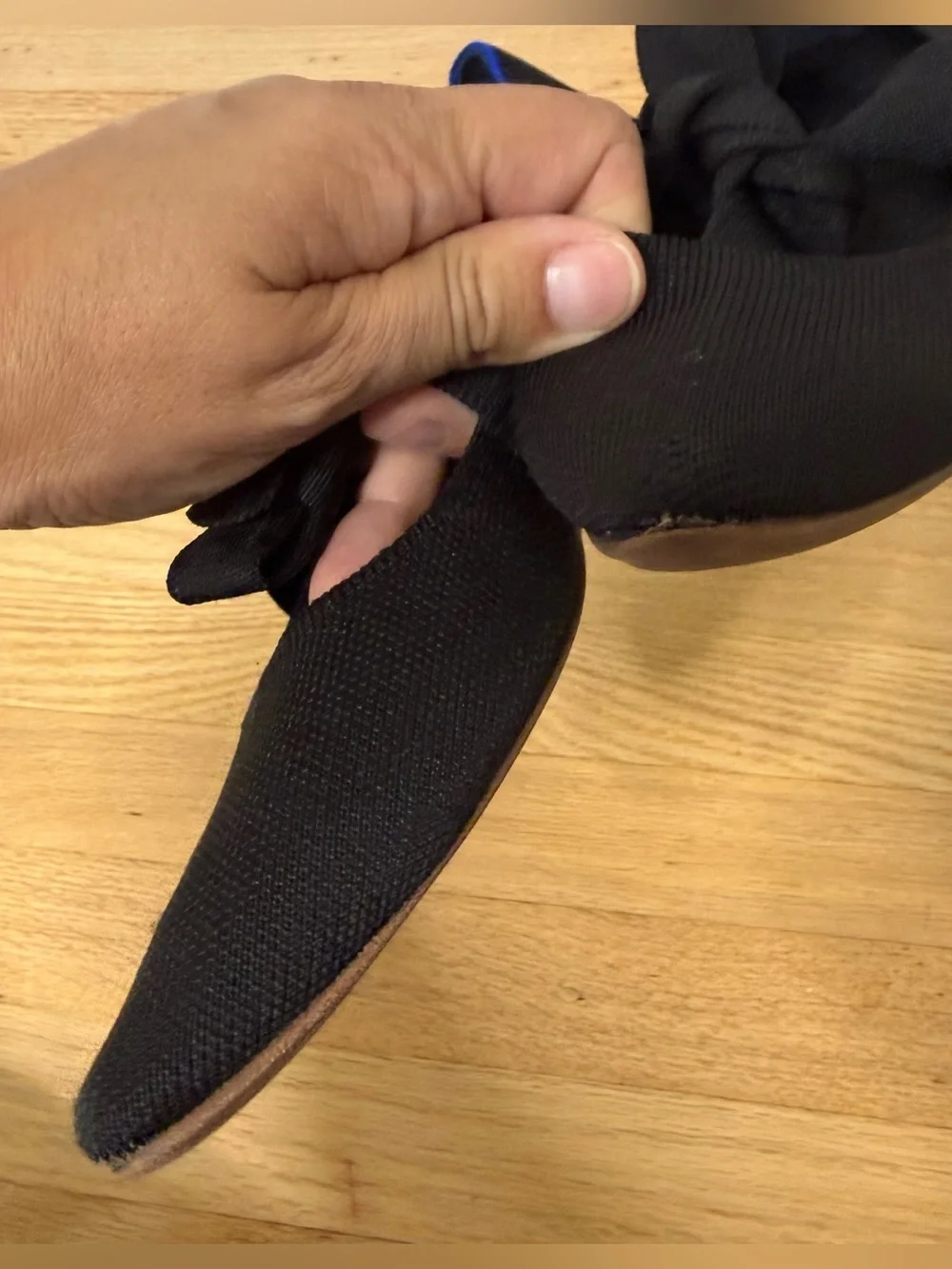Rothy’s Pointed Toe Mary Jane Bow Tie Flat In Black Sz US W8.5
